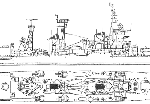 Крейсер СССР - Admiral Senyavin 1973 [Sverdlov-class Cruiser] - чертежи, габариты, рисунки